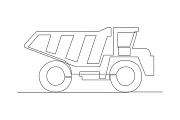 Continuous one line drawing Mining industry isometric icon. Mining equipment concept. Doodle vector illustration.