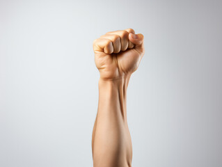 clenched fist with white background