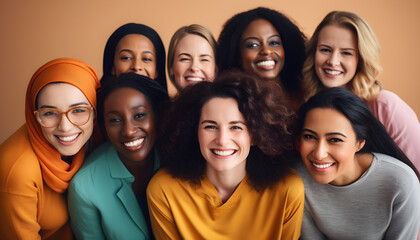 Empowering multiracial female teachers in the education industry with diversity, equity, and inclusion (DEI) to celebrate International Women's Day and promote workplace inclusivity, - obrazy, fototapety, plakaty