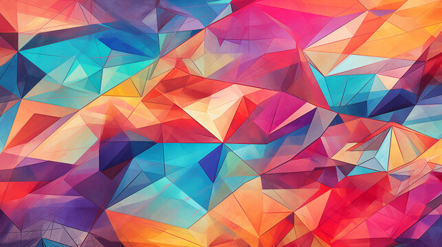 Abstract wallpaper featuring harmonious and intricate geometric patterns in vibrant colors