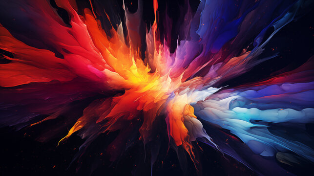Burst of vibrant colors in an abstract wallpaper background composition that exudes a controlled chaos