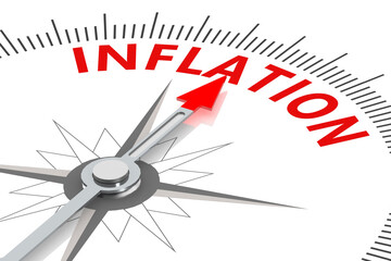 Inflation word on white compass