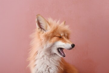 Studio portrait of a depressed fox that cries out, concept of Emotional distress