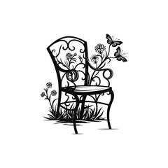 Chair tree logo template vector illustration design