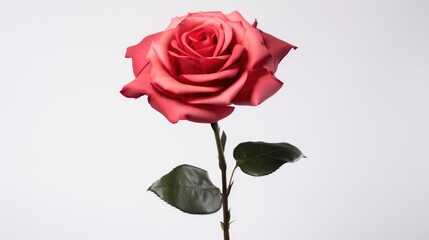 Fototapeta premium Vibrant, fresh red flower against a pristine white backdrop, a striking display of natural beauty and color contrast.