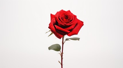 Vibrant, fresh red flower against a pristine white backdrop, a striking display of natural beauty and color contrast.