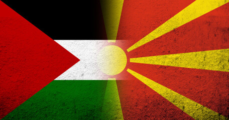 Flag of Palestine and The Republic of Macedonia National flag. Grunge background