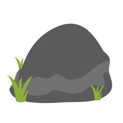 Stone With Grass Cartoon Vector Illustration 