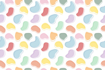 Seamless pattern with different liquid colorful geometric shapes on white background. Liquid form composition. Vector illustration. composition of dynamic figures for paper decor