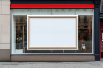 Window Poster Mockup Blank Shop Advertising Retail Space for Branding Graphic Design Commercial Shopping Environment street
