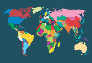 World Map Geometric Abstract Stylized. Isolated on Dark Background. Vector Stock Illustration stock illustration