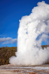 Old Faithful Geyser eruption in Yellowstone National Park. 