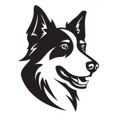 Vector dog face drawing, dog face silhouette, print ready editable. EPS file, cutting file, cricut file