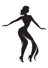 abstract dancing woman silhouette drawing, vector design,eps