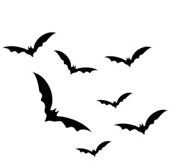 Flaying Bats Silhouette Vector Illustration 