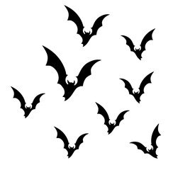 Flaying Bats Silhouette Vector Illustration 