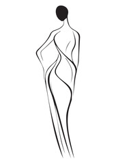 Fototapeta premium Abstract Woman drawing drawing,wall art,print ready editable,black and white drawing