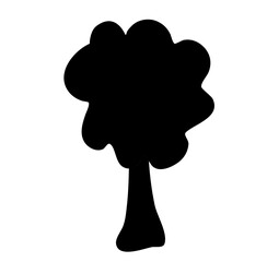 Tree Silhouette Hand Drawn Cute Vector 