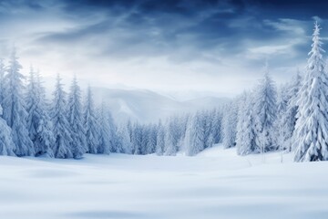 Fototapeta na wymiar Wonderland Winter: Enchanting Christmas Forest with Snowfall in a White Winter Landscape