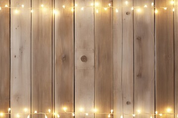 Christmas Lights Frame. Festive Wooden Decoration on White Wood Background. Celebrate Christmas and New Year with Merry Lights.