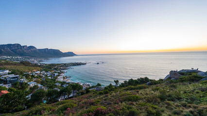 Fototapeta premium Scenic view of Clifton and Camps Bay by sunset, Cape Town , South Africa