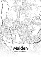 Malden Massachusetts minimalist map