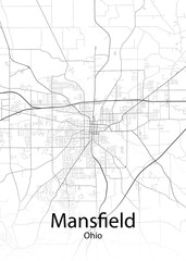 Mansfield Ohio minimalist map - obrazy, fototapety, plakaty