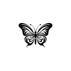 Flying butterflies silhouette black set isolated on transparent background