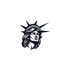 circle Statue liberty drawing art logo design template illustration