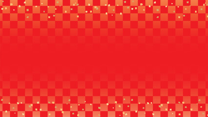 金粉が舞う赤い市松模様のベクター背景素材（16:9
） - obrazy, fototapety, plakaty