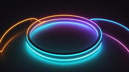 A neon light is on a black background