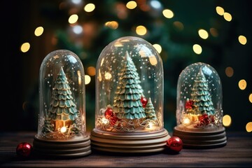 Christmas holiday decor on the background of a Christmas tree, home comfort and holiday concept