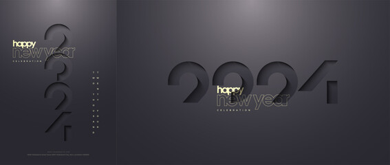 Happy new year background 2024. With illustrations of elegant black numbers. Premium vector design for 2024 new year celebration day.