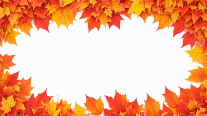 Fototapeta premium Border frame of colorful autumn leaves isolated