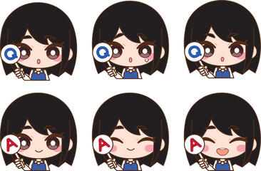 Q &A　OL　会社員　女性イラストセット