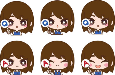 Q &A　OL　会社員　女性イラストセット