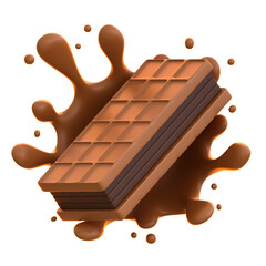 3d icon Chocolate Wafer, 3d illustration, 3d element, 3d rendering.
