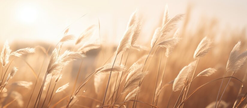 pampas grass in a field in the sun. banner