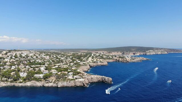 Aerial view, Flight over Islas Malgrats and the Santa Ponca area, Majorca, Spain, Europe