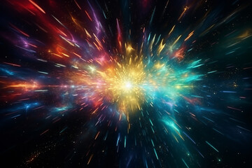 Abstract modern lights color space explosion on black background