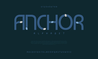Anchor creative modern urban alphabet font. Digital abstract moslem, futuristic, fashion, sport, minimal technology typography. Simple numeric vector illustration