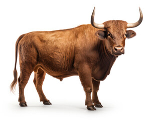 Bull Studio Shot Isolated on Clear White Background, Generative AI