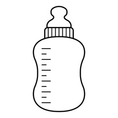 Baby bottle line art. Vector illustration with baby theme and flat line vector style. Editable vector element.