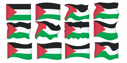 set of variant palestine flag. Palestine flag freedom isolated on white background. free palestine banner templates