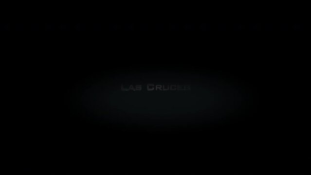 Las Cruces 3D title word made with metal animation text on transparent black
