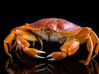 Crab Studio Shot Isolated on Clear Black Background, Generative AI