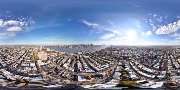 Aerial panorama New Jersey Union City equirectangular photo