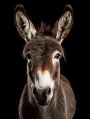 Donkey Studio Shot Isolated on Clear Black Background, Generative AI