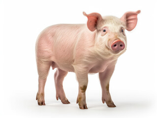 Pig Studio Shot Isolated on Clear White Background, Generative AI