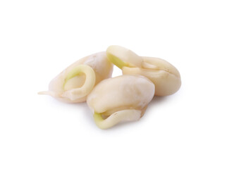 Fototapeta na wymiar Three sprouted kidney beans isolated on white